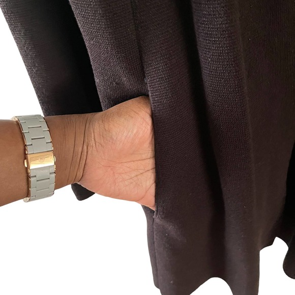 Eileen Fisher | Silk Cotton Blend Open Front Cardigan in Brown, Medium - Picture 4 of 6